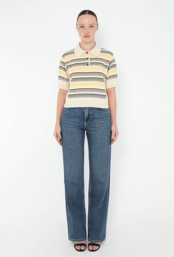 Miu Miu 2024 Striped Knit Emblem Polo - 3