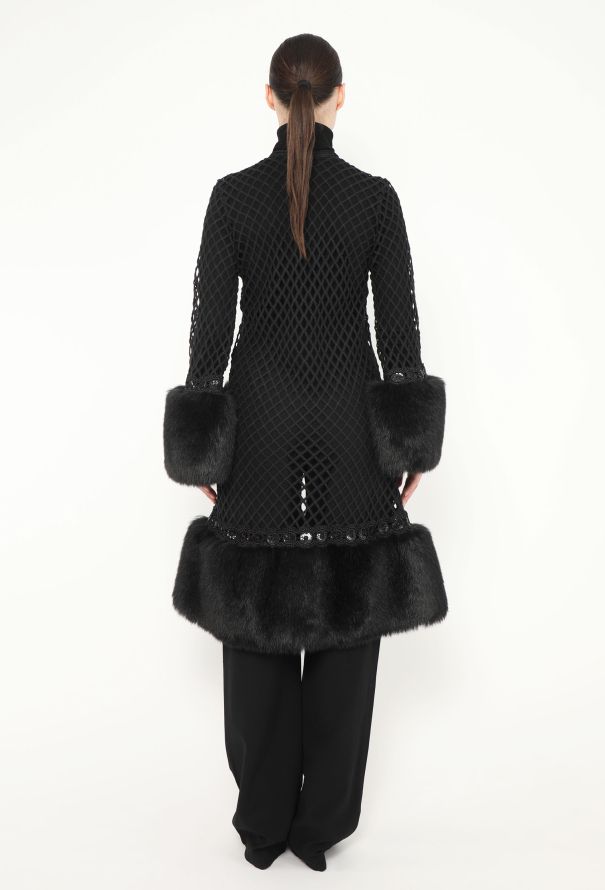 Lattice Fur Trim Opera Coat - 5