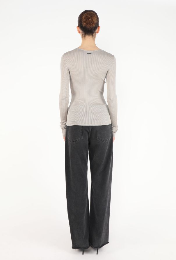 Miu Miu F/W 2025 Ribbed Knit Silk Top - 6