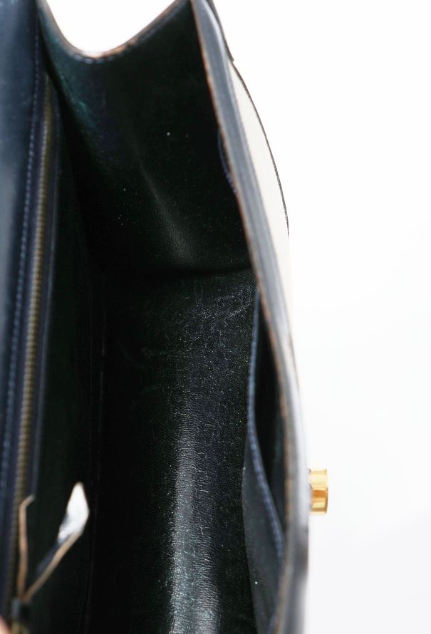 Hermès RARE '70s Toile H & Navy Box Malle Poste Bag - 12