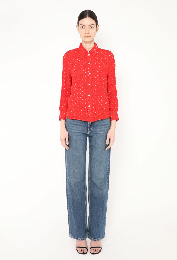 Céline 2019 Dotted Red Crêpe Blouse - 3 Céline 2019 Dotted Red Crêpe Blouse - 3