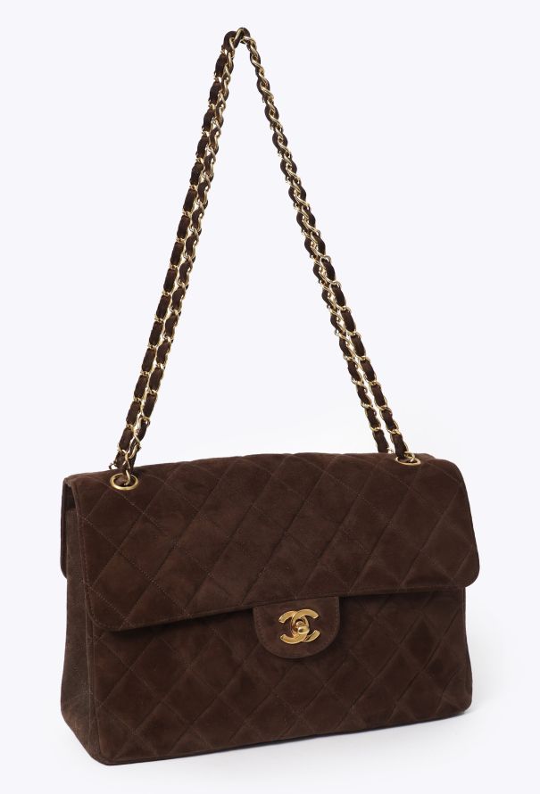 Chanel Rare '90s Suede Jumbo Classic Double Sided Flap Bag - 3