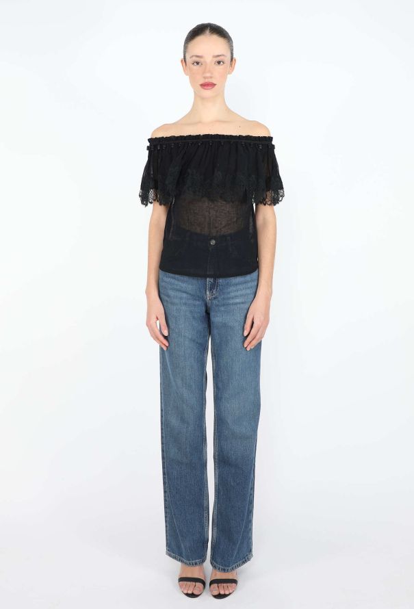 Saint Laurent S/S 1977 Chantilly Carmen Blouse - 3