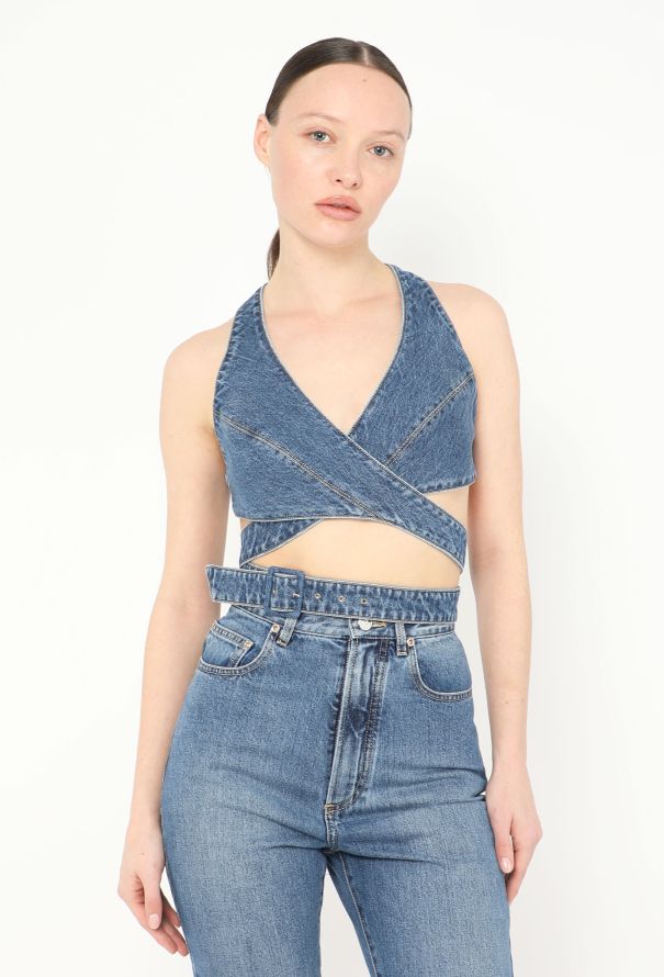 Alaïa 2023 Denim Halter Top - 1