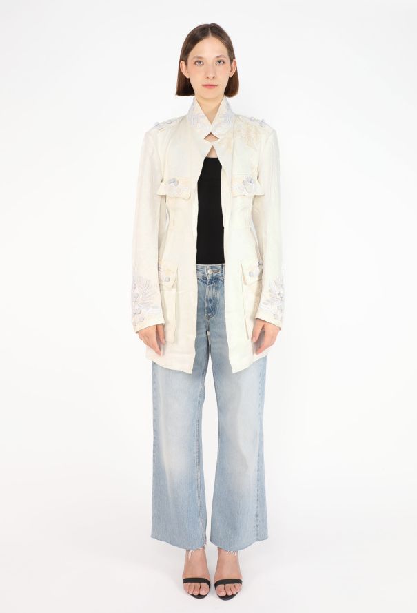 Dries Van Noten Embroidered Linen Jacket, Early 2000s - 4