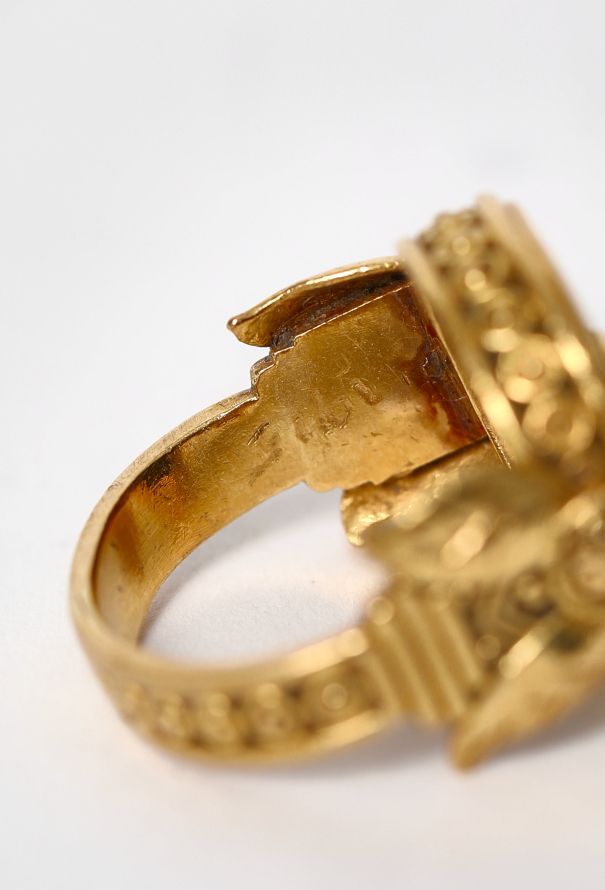 Vintage Fine Jewelry 22K Yellow Gold & Silver Ring with Diamond - 7