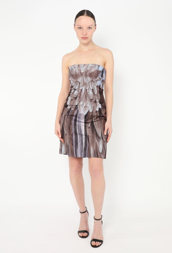 Prada S/S 2005 Feather Print Silk Dress - 1
