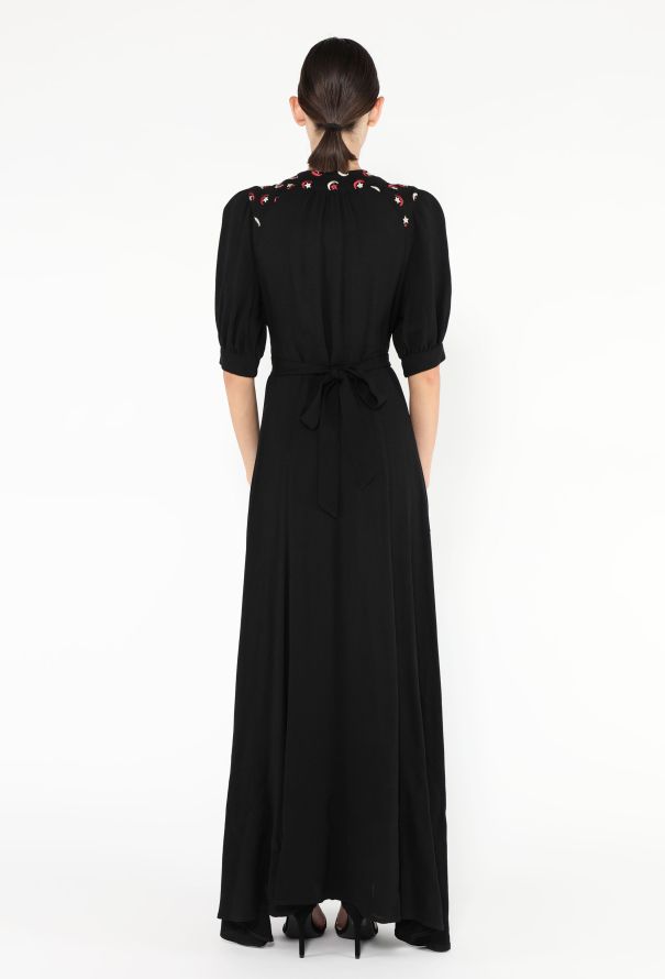 Ossie Clark '70s Embroidered Moss Crêpe Dress - 5 Ossie Clark '70s Embroidered Moss Crêpe Dress - 5