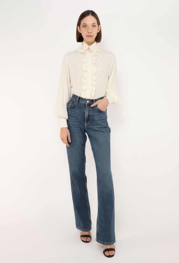 Chanel 2019 Ruffled Trim Silk Blouse - 4