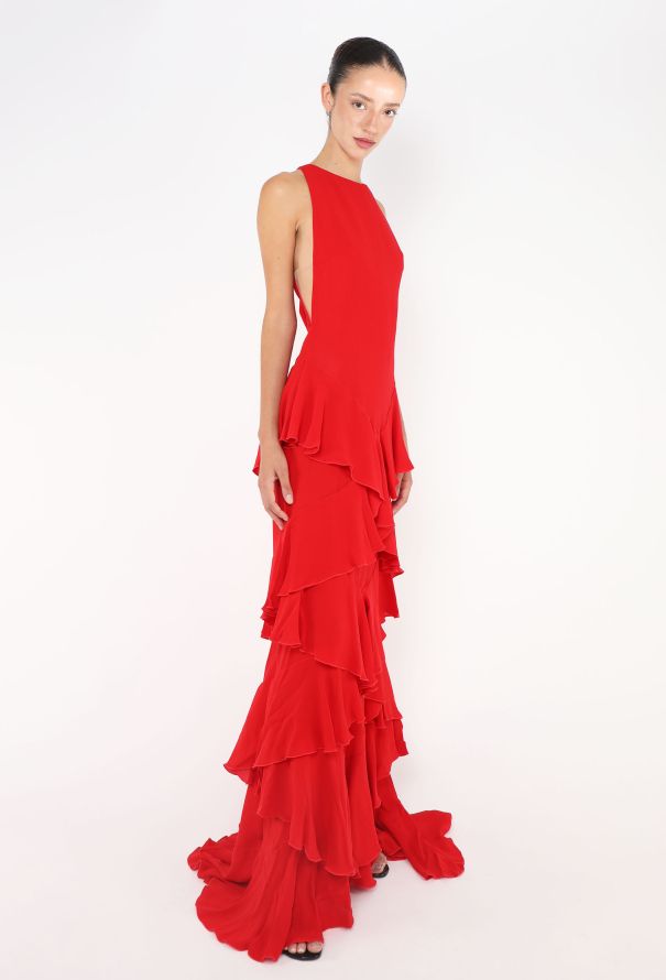 Valentino S/S 2002 Ruffled Georgette Gown - 4