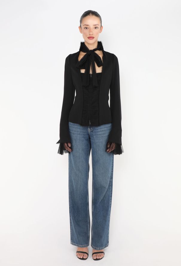 Saint Laurent Tom Ford 2002 Tulle Trim Top - 2