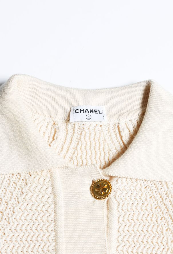 Vintage CHANEL CC Logo Monogram CLOVER Print Dress Shirt -  Norway