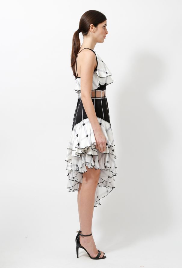Rodarte S/S 2014 Ruffled Plaid Silk Dress - 5