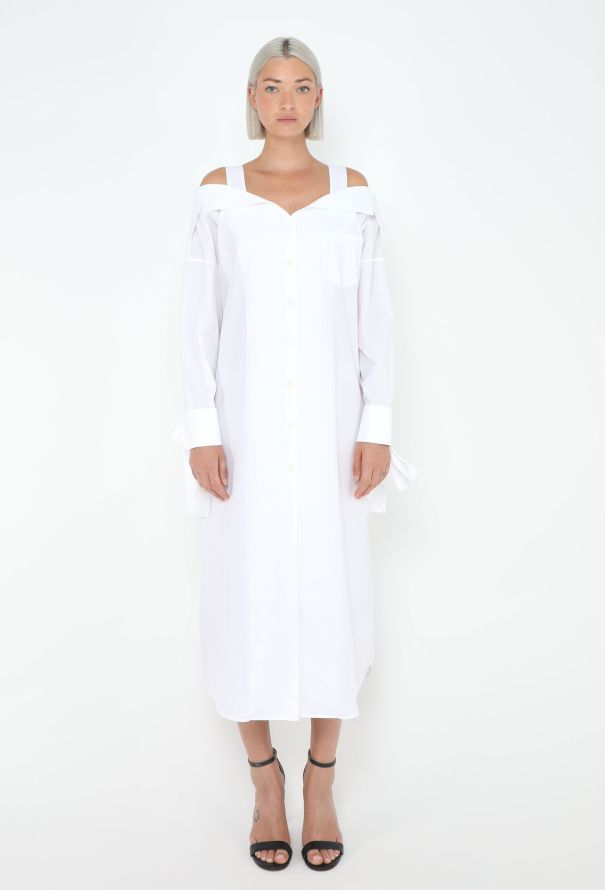 Prada 2018 Off-Shoulder Poplin Dress - 1