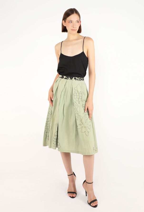 Dries Van Noten French Knot Flared Skirt, Early 2000s - 3