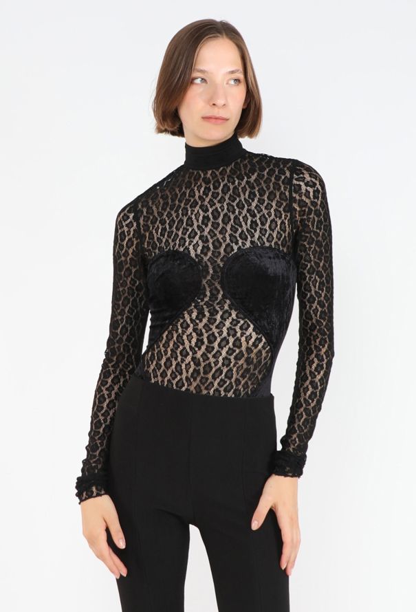 Alaïa Leopard Lace & Velvet Bodysuit, F/W 1991 - 1