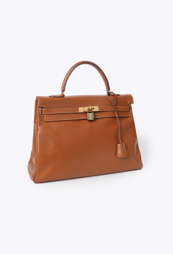 Hermès '80s Gold Courchevel Kelly Retournè 35 - 5