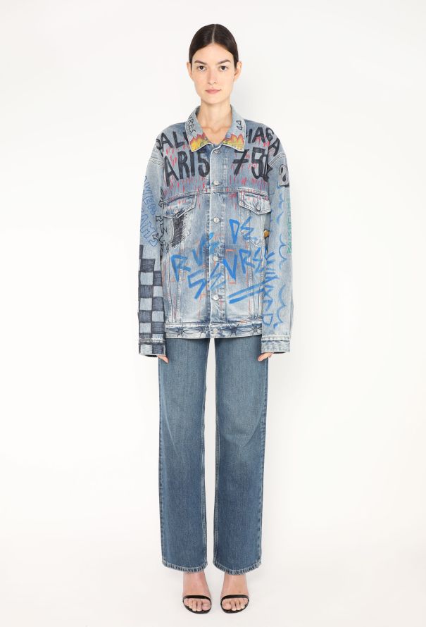 Balenciaga 2018 Hand-Painted Denim Jacket - 5 Balenciaga 2018 Hand-Painted Denim Jacket - 5