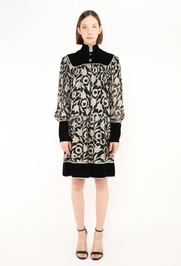 Saint Laurent COLLECTOR 1976 Russian Velours Lamé Dress - 3 Saint Laurent COLLECTOR 1976 Russian Velours Lamé Dress - 3