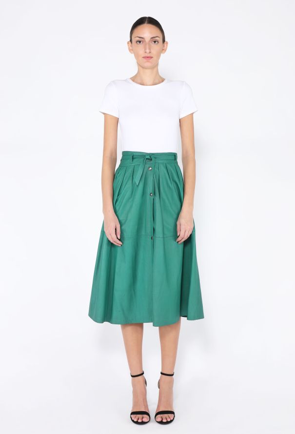 '80s Belted Leather Skirt - 1