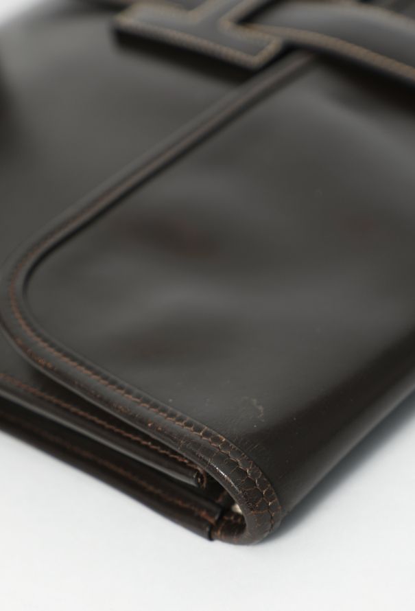 Hermès Vintage Brown Box Jige GM Clutch - 9