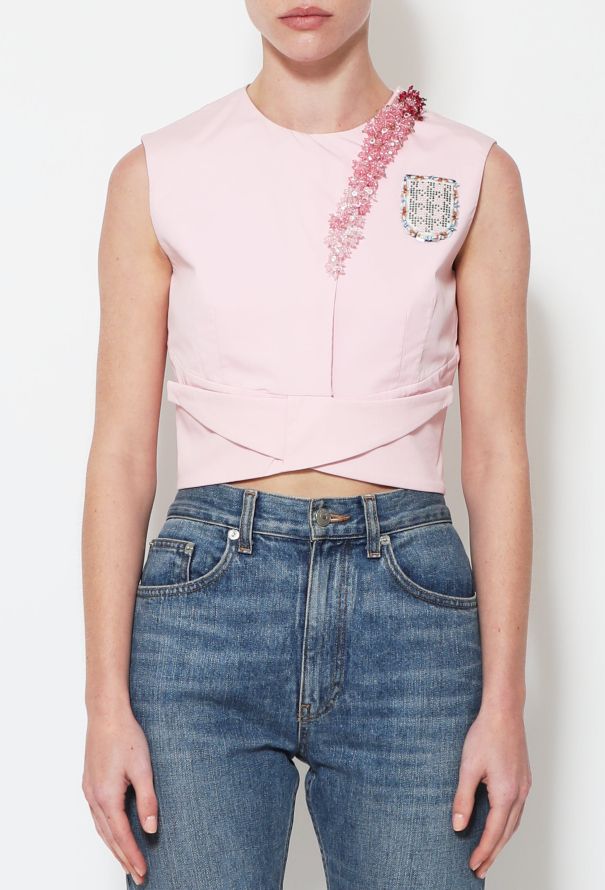 Christian Dior S/S 2014 Embellished Cotton Top - 1