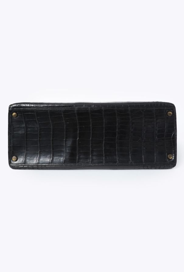 Hermès Rare 1970  Black Porosus Kelly Sellier 35 - 7