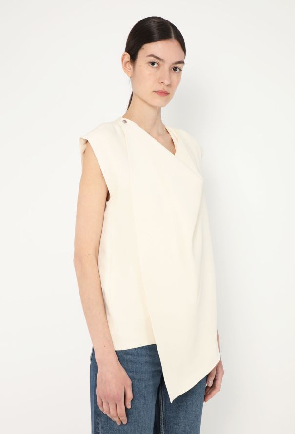 Asymmetrical Draped Wrap Top - Céline | Authentic & Vintage