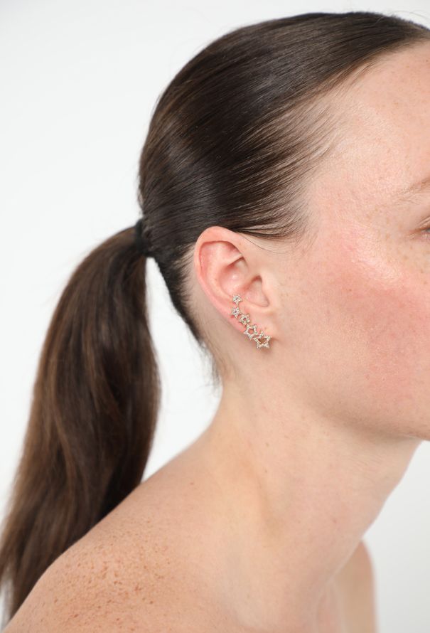 Modern Fine Jewelry Rosa de la Cruz 18k Yellow Gold & Diamond Star Earrings - 5