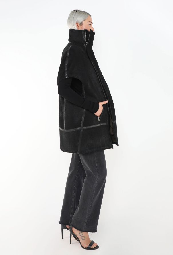 Rick Owens Oversized Shearling-Lined Biker Vest - 6