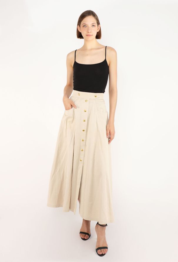 Hermès Gabardine Clou de Selle Skirt, 1970s - 3