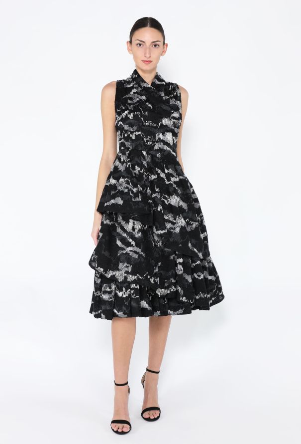 Chanel F/W 2019 Open-Back Ruffled Tweed Dress - 1