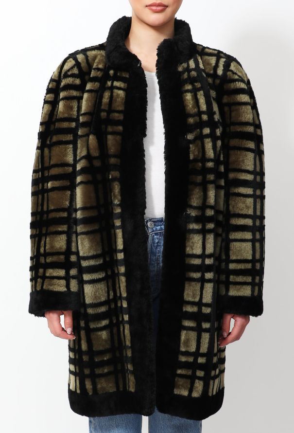 Dior Vintage Checkered Fur Coat - 1