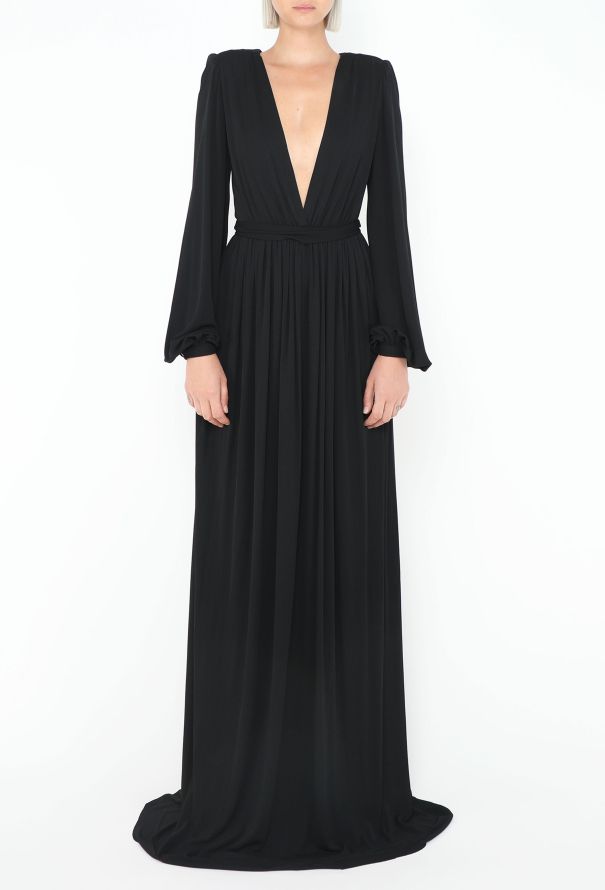 Saint Laurent '70s Plunging Jersey Gown - 3 Saint Laurent '70s Plunging Jersey Gown - 3