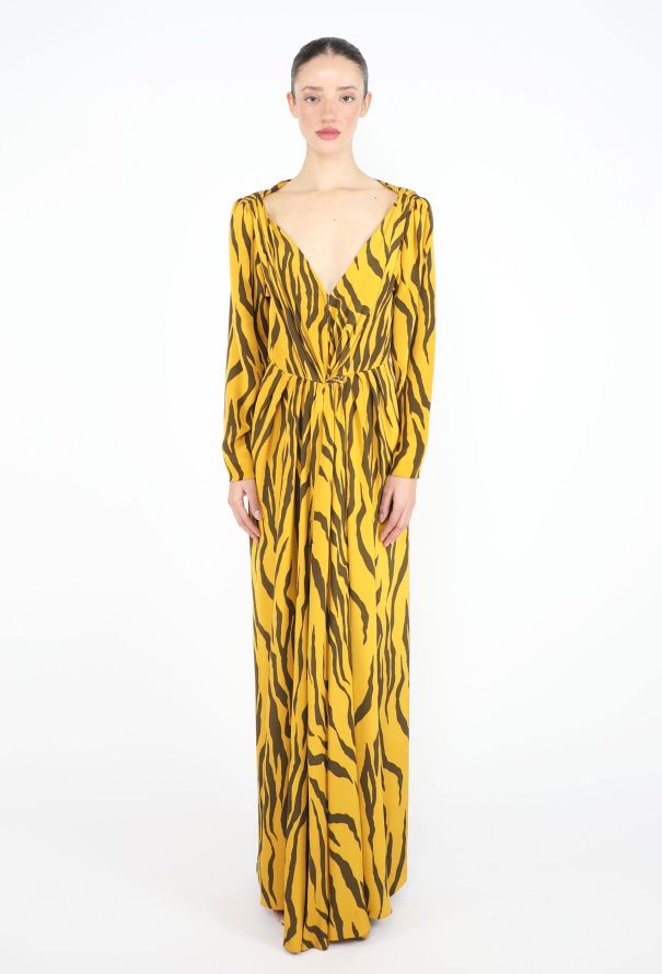 Saint Laurent Collector S/S 1989 Plunging Tiger Gown - 3
