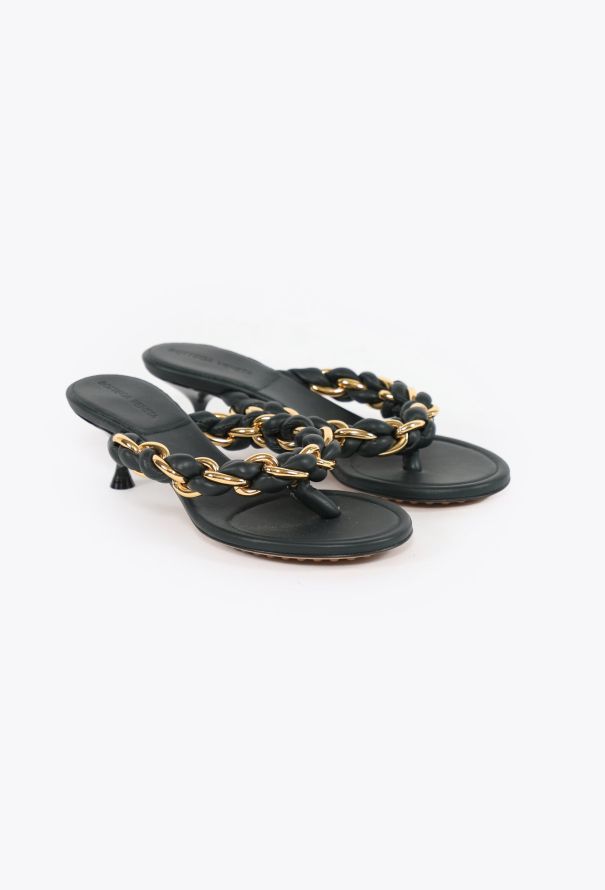Bottega Veneta 2021 Braided Chainlink Kitten Sandals - 3