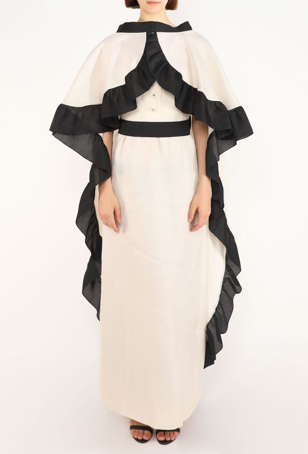 Givenchy Bicolor Silk Piqué Cape Ensemble, 1980s - 5