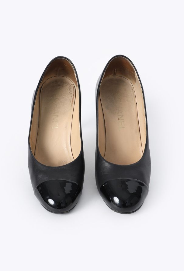 Chanel Patent Cap-Toe Leather Pumps - 3