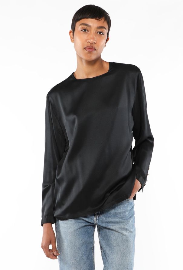 Chanel Vintage Silk Clover Button Blouse - 1