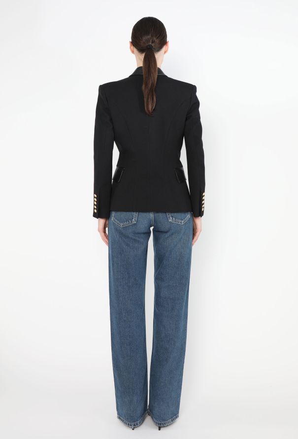 Balmain 2019 Tailored Leather Trim Blazer - 5