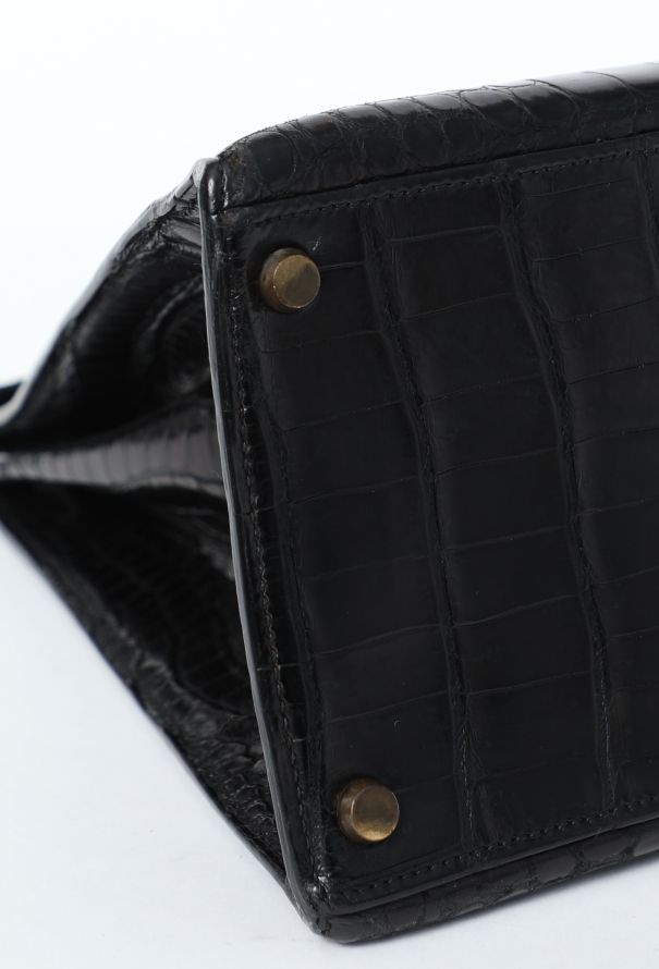 Hermès Rare 1970  Black Porosus Kelly Sellier 35 - 8