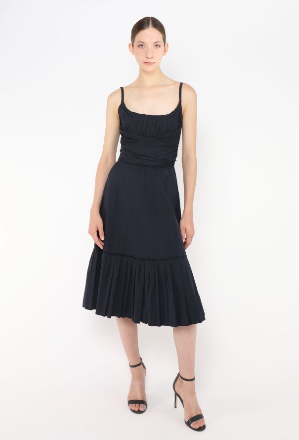 Prada Pleated Cotton Babydoll Dress - 4