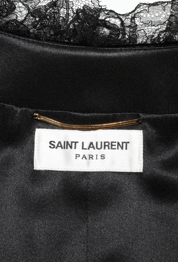 Saint Laurent F/W 2020 Lace Trim Velvet Dress - 7