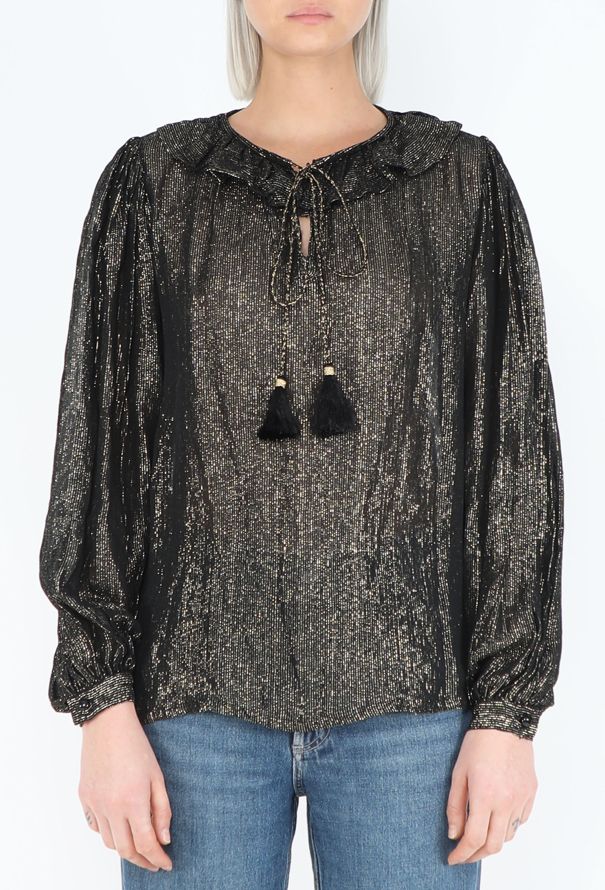 Saint Laurent RARE 1976 Russian Lamé Tassel Blouse - 1