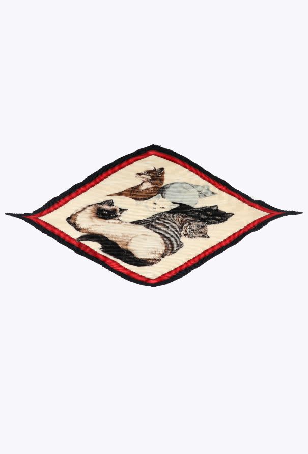 Hermès 1985 Pleated Losange Scarf 'Les Chats' - 4