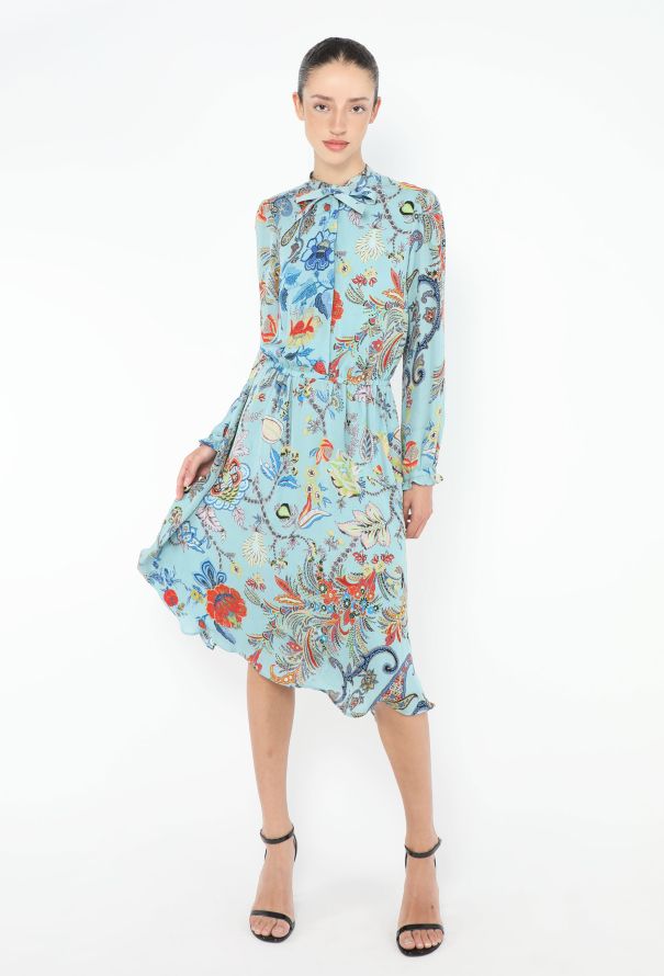 Etro Floral Chiffon Lavallière Dress - 1