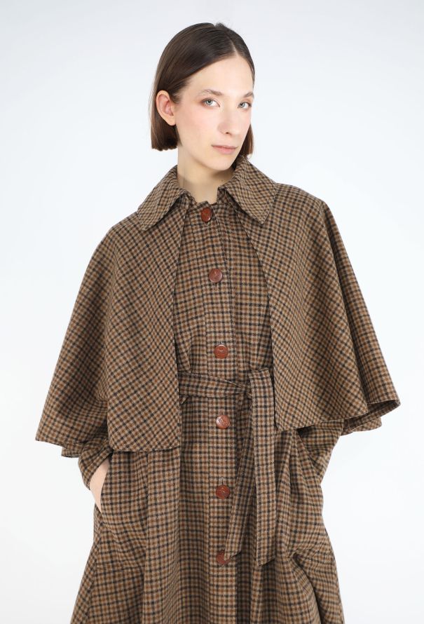 Céline '70s Calèche Belted Capelet Coat - 5