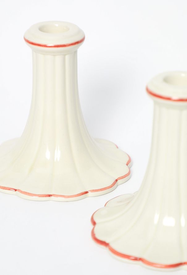 Dior '70s Earthenware Scalloped Candle Holder Set - 3