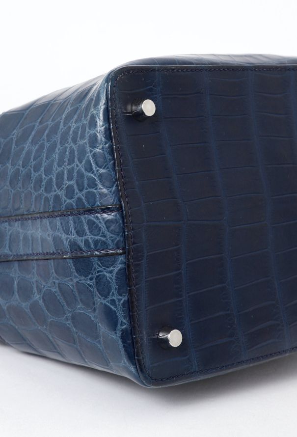 Hermès Matte Bleu Saphir Niloticus Crocodile Toolbox 20 Bag - 11