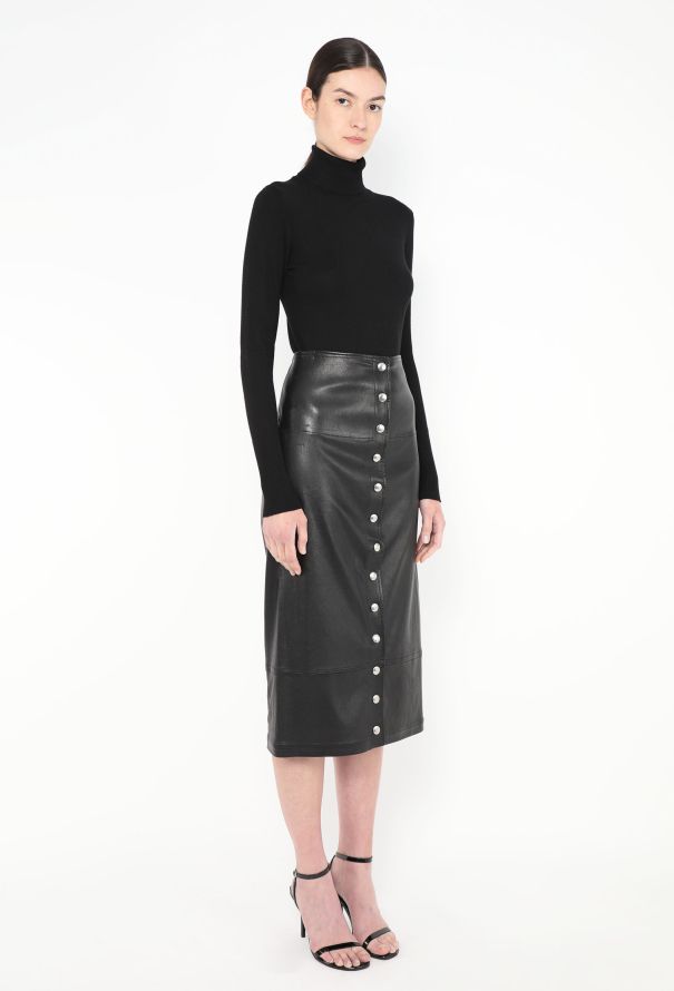 Céline Lambskin Buttoned Skirt - 3